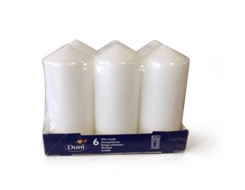 Svíčka Pillar 6ks bílá 130x60mm | Duni - Svíčky, svícny, kroužky - Svíčky