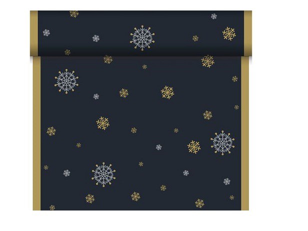 Téte-a-Téte 0.4x24m Snowflake neck Black | Duni - Ubrusy, šerpy, prostírky - Šerpy Téte-a-Téte 0.4x24m Snowflake neck Black | Duni - Ubrusy, šerpy, prostírky - Šerpy