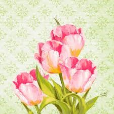 Ubrousek 33x33 3V Love Tulips 50ks | Duni - Ubrousky, kapsy na příbory - 3 vrstvé ubrousky